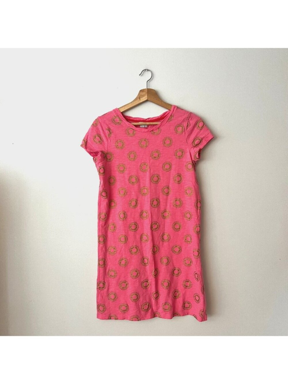 Boden Coralie Pink Gold Sunburst Jersey T-Shirt Dress Women's Size 4